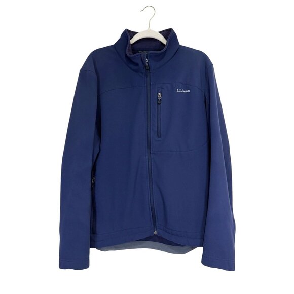 L.L. Bean Mens Bean's Windproof Softshell Jacket Navy Blue Fleece-Lined XL - Picture 1 of 5